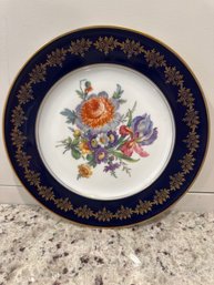 Vintage Cobalt Blue Floral Plate