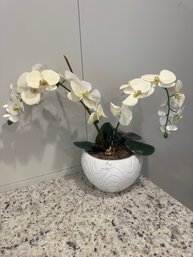 Large Faux Orchid In Ceramic Planter
