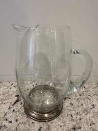 Glass Pitcher With Silver Base