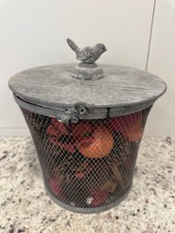 Decorative Metal Basket With Lid