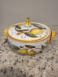 Artistica Painted Serving Bowl With Lid