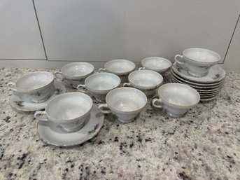 Rose Design Tea Set - Service For 10 And 6 Sandwich Plates