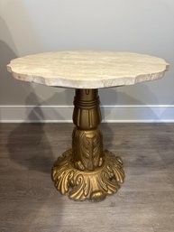 Accent Table With Gold Base And Marble Top