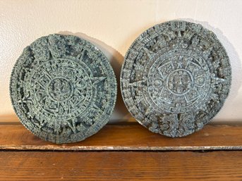 Vintage Aztec Mayan Sun Stone Calendar Wall Plaques