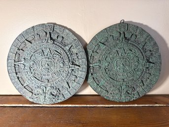 Vintage Aztec Mayan Sun Stone Calendar Wall Plaques