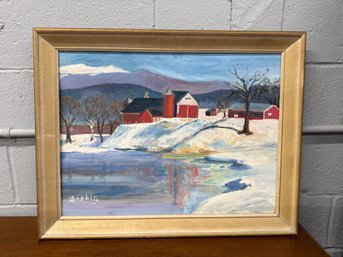 Snow Covered Farm Painting