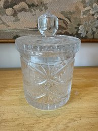 Vintage Crystal Biscuit Jar - Early American Pattern
