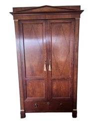 Baker Furniture Mahogany Armoire Wardrobe Gentlemans Chest Pediment Top Neoclassical