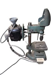 Vintage Power King Bench Top Drill Press Cast Iron Belt Drive Adjustable Table