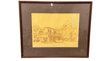 Minimalist Line Drawing Of A Cottage