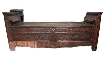 Antique Carved Oak Bench