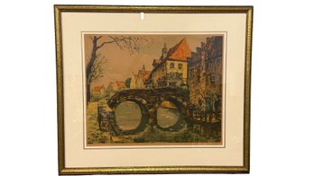 Vintage Pont Des Menetriers By Van Doorn Art Print Framed
