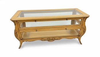 Antique French Glass Viewable Bombay Chest With Shelves