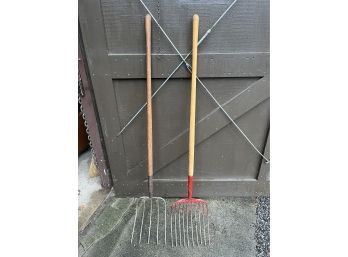 Pair Of Hay Forks / Rakes