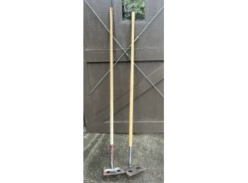 Pair Of Wood Handle Mortar Hoes