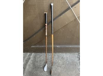 Pair Of Vintage Wood Golf Clubs