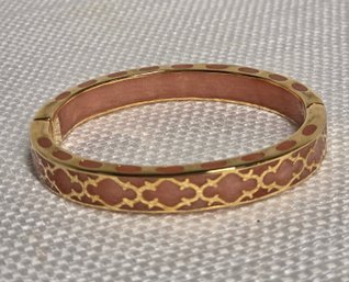 Andrew Hamilton Crawford Harmony Salmon Enamel & Gold-Tone Hinged Bangle Bracelet