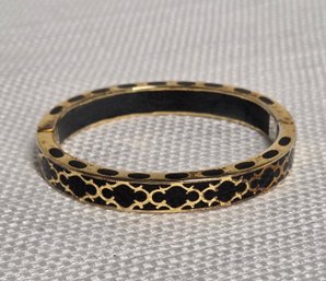 Andrew Hamilton Crawford Harmony Black Enamel & Gold-Tone Hinged Bangle Bracelet