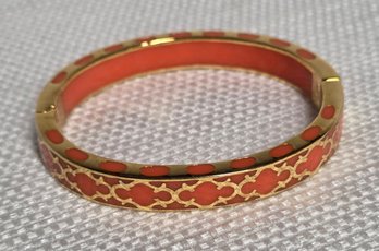 Andrew Hamilton Crawford Harmony Coral Enamel & Gold-Tone Hinged Bangle Bracelet