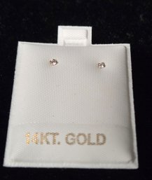 14K Yellow Gold CZ Earrings - Very Very Small