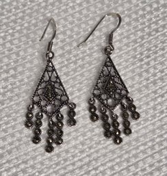 Sterling Silver Marcasite Chandelier Earrings