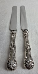 Pompadour By Whiting Sterling Silver Dinner Knives (2)