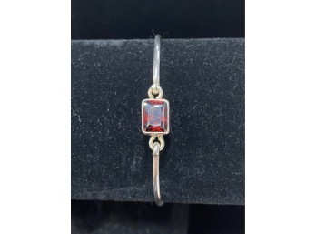 Sterling Silver Bracelet With Red Stone