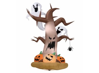 8ft. Airblown Inflatable Halloween Dead Tree With Ghosts And Pumpkins
