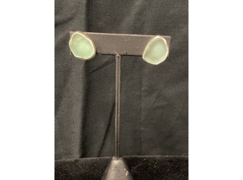 Silver And Sea Glass Stud Earrings