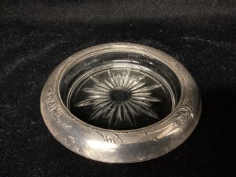 Vintage Frank M. Whiting & Co. Sterling Silver & Pressed Glass Coaster
