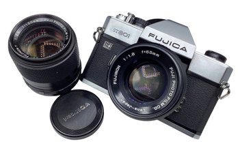 COLLECTIBLE VINTAGE: FUJICA ST801 ANALOG FILM CAMERA WITH FUJINON 1:1.6 F55 MM And FUJINON 1:2.8 F100 MM LENSE