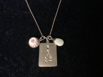 Gold-toned Sterling Silver Ball Chain Charm Necklace