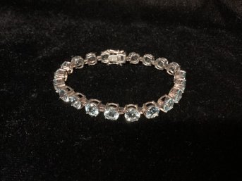 Sterling Silver Blue Topaz Tennis Bracelet