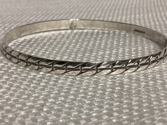 Sterling Silver Ribbed Serpentine S Bangle Bracelet