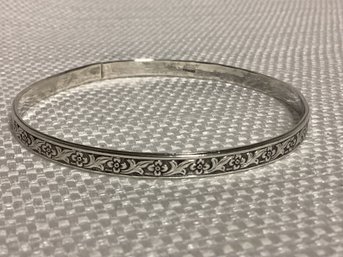 Sterling Silver Floral Vine Scroll Design Bangle Bracelet