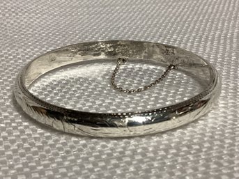 Sterling Silver Etched Bangle Bracelet