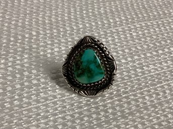 Vintage Navajo Sterling Silver Turquoise Lapel Pin