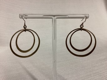 Banana Republic Sterling Silver Vermeil Double Hoop Dangle Earrings