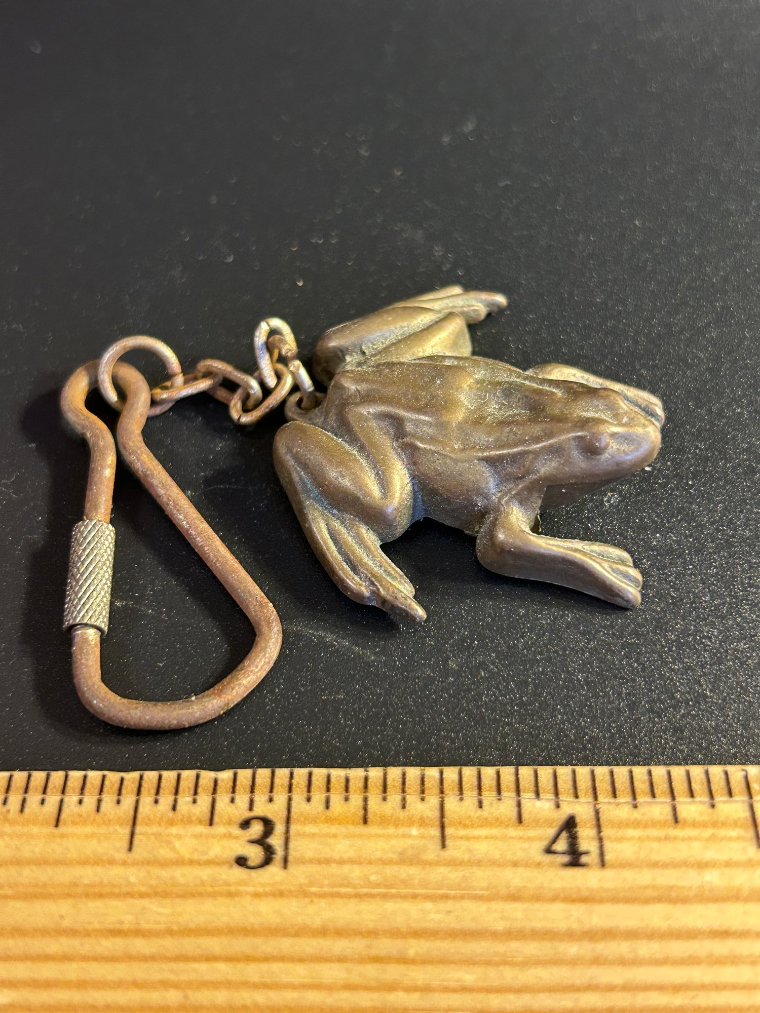 Vintage Original Brass Frog Clicker Dog Training Tool Key Chain