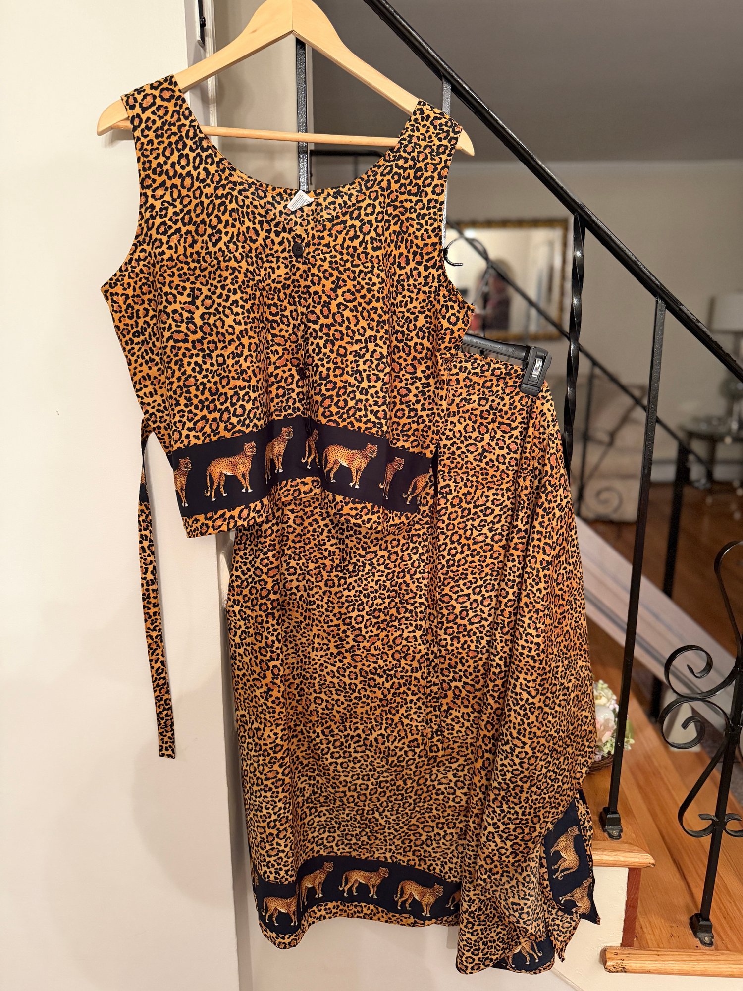 Vintage Rima Size L/XL Two Piece Leopard Print Kaftan #25694 ...