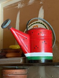 Vintage Hand-painted Metal Watering Can - Watermelon Design