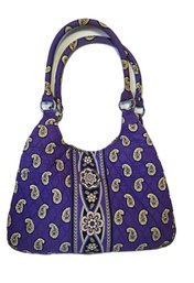 Vera Bradley Simply Violet Purple Paisley Quilted Cotton Shoulder Hobo Handbag