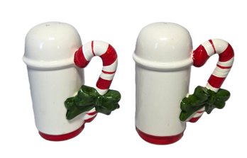 Vintage Enesco Japan Ceramic Candy Cane Salt And Pepper Shakers