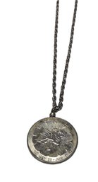 Vintage Gemini Coin Silver Tone Necklace Pendant
