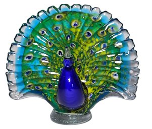 Glass Art Peacock Figurine