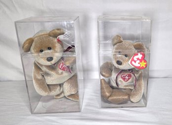 New 1999 Signature Beanie Babies Bear In Display Cases