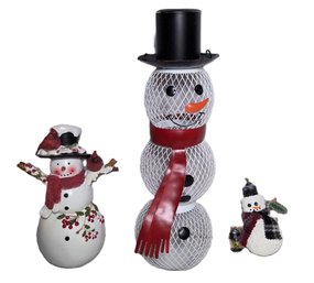 Snowman Collection Mesh Metal Bird Feeder Cardinal Figurine Lightbulb Ornament