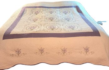 Purple Tulip Quilt Coverlet Plus 2 Shams King Or Queen