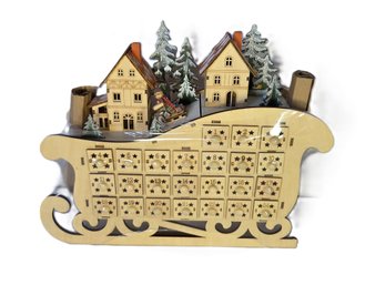 New Ski Village Lighted Wooden 3D Advent Calendar