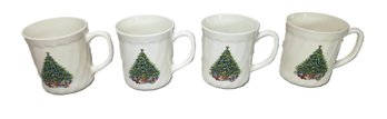 Set Of 4 French Salem Porcelle Christmas Tree Mugs